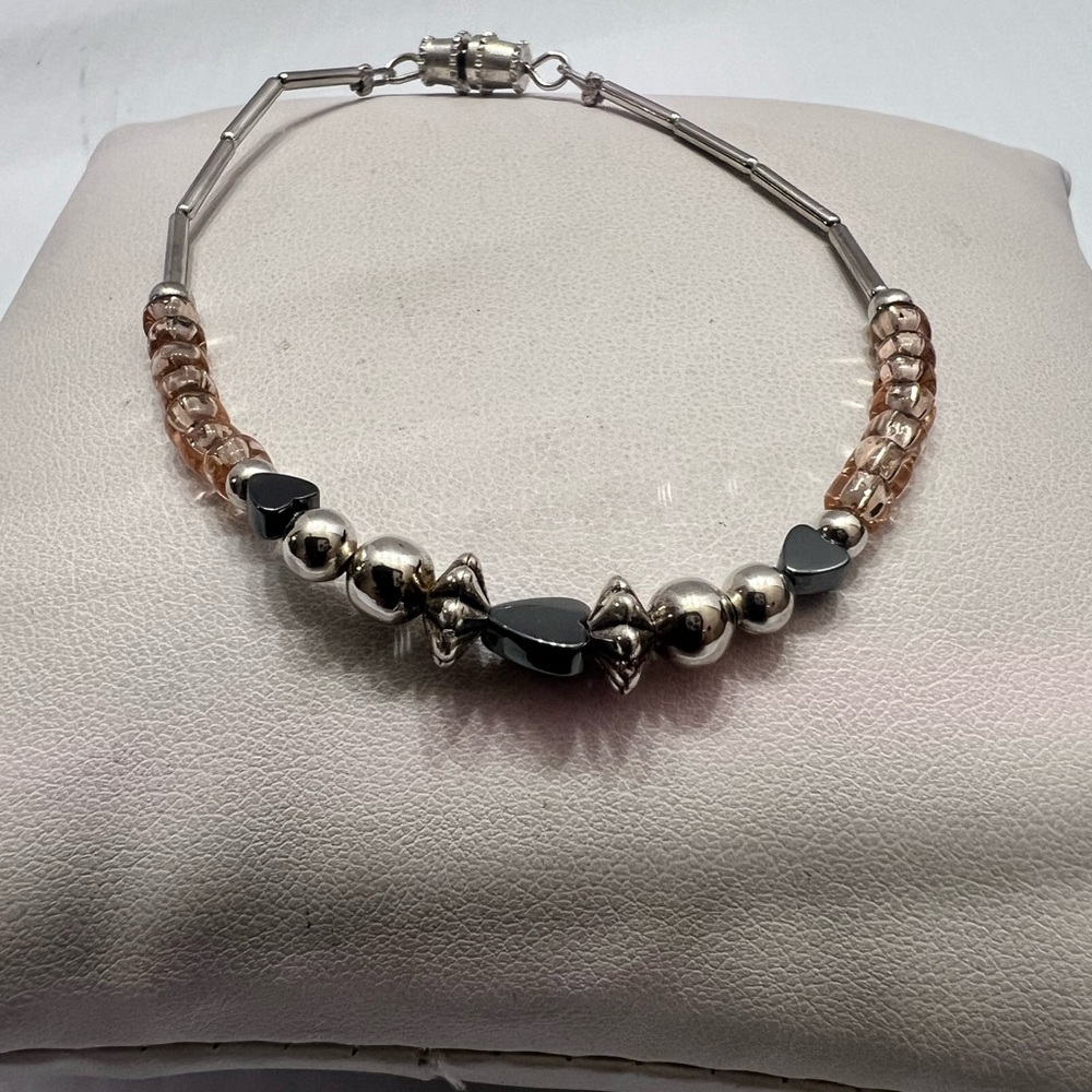Elegant Silver and Black Beaded Bracelet